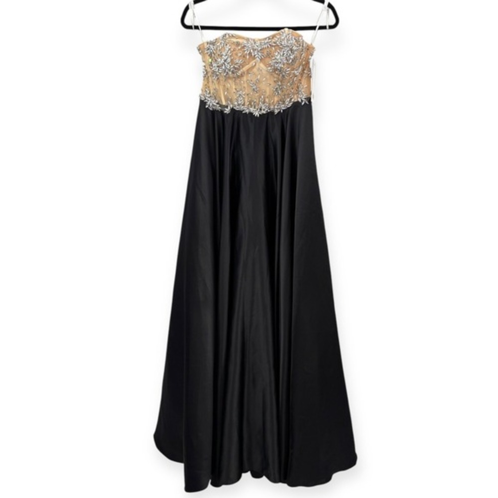 NWT Mac Duggal Black Nude Strapless Embellished Bustier Ball Gown $898 - Size 8 - Picture 2 of 15